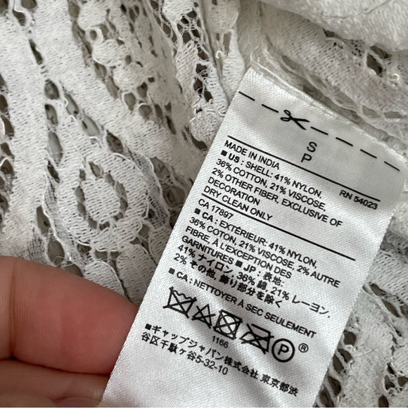 Banana Republic Women’s Blouse White Lace 3/4 Length Sleeves S - Picture 5 of 7
